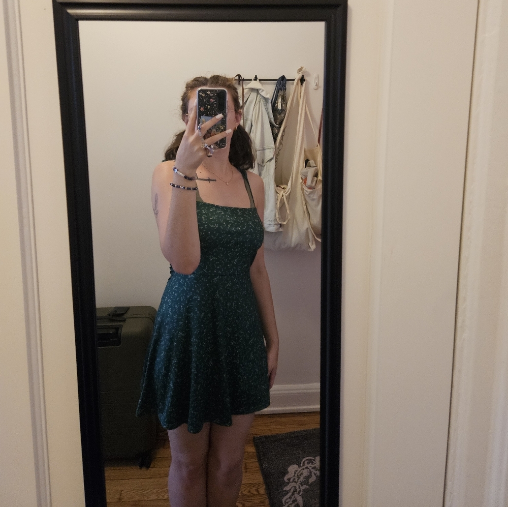 Francesca's Green Floral Mini Dress